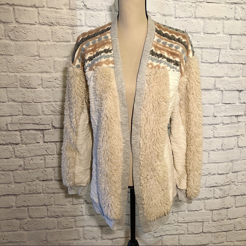 Anthropologie Cream and Tan Sweater